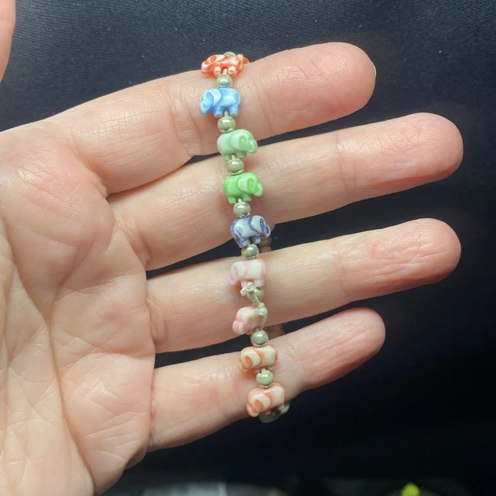 Hand Crafted Colorful Kids Elephant Beaded Bracelet